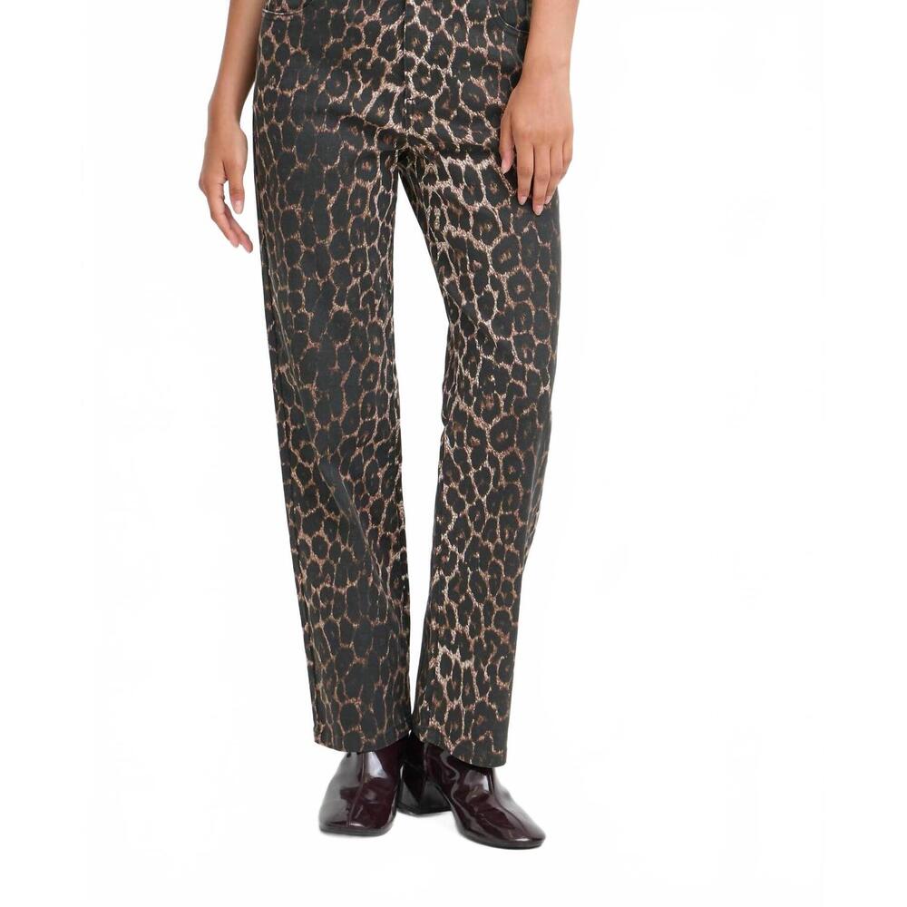 NEW B.YOUNG leopard denim pants in brown/black